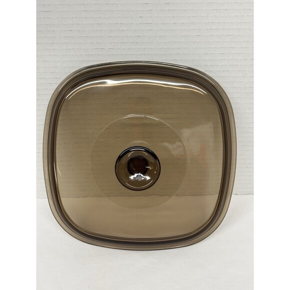 Vintage Pyrex Visions Amber Glass Square Lid Replacement Casserole Top A-9-C 7x7 - Picture 1 of 11